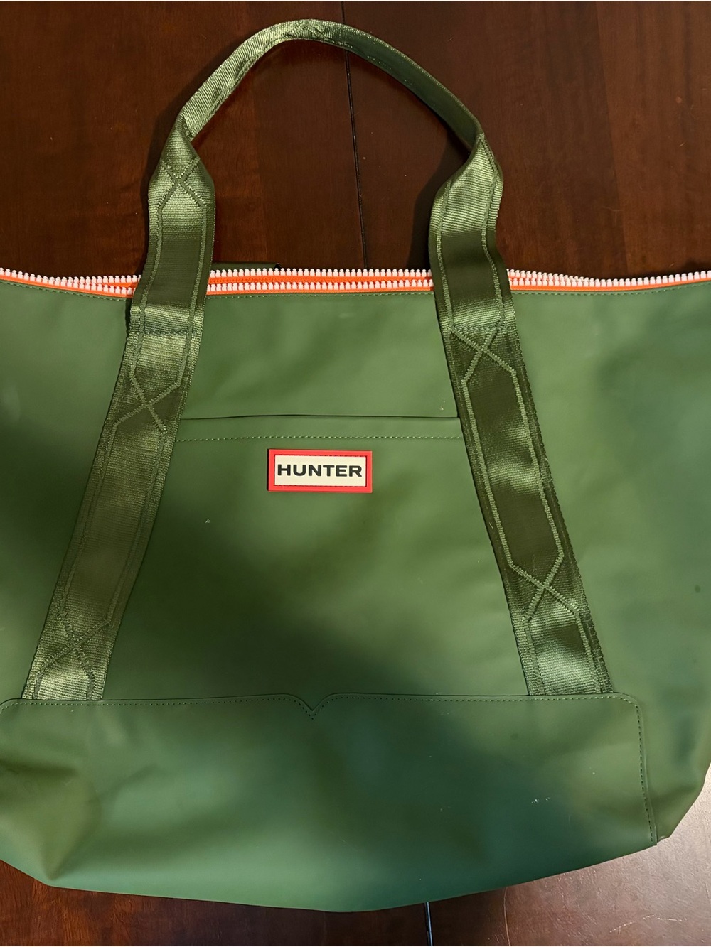 Hunter for Target Green Tote with Orange Trim